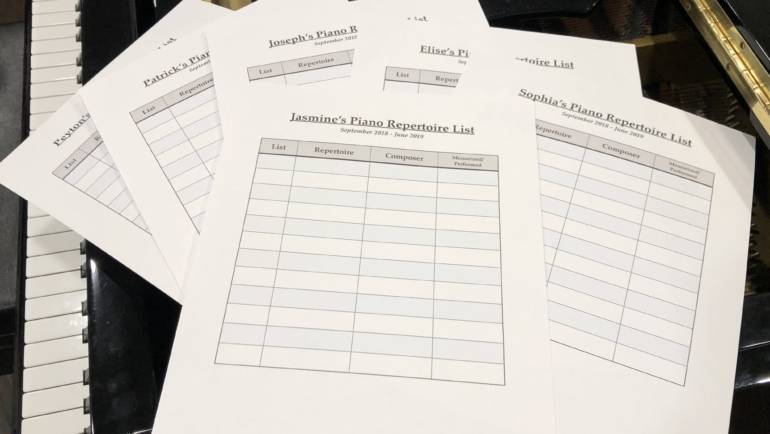 Repertoire Lists for Students